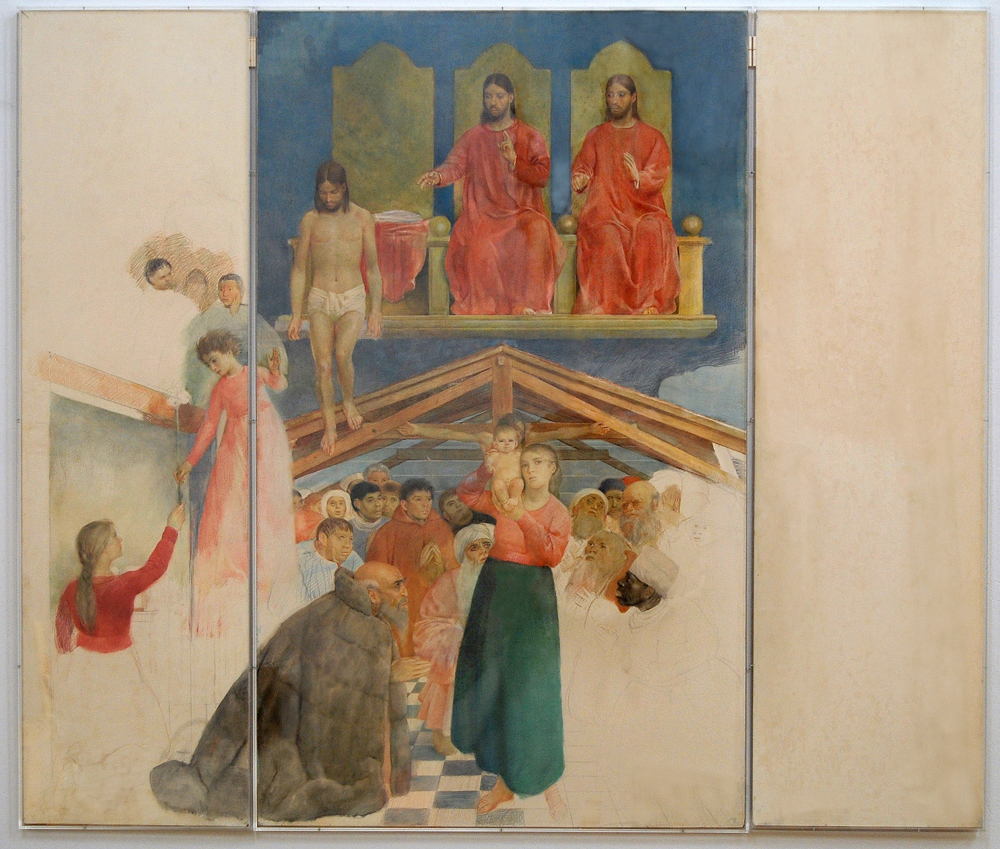 Tryptique de l'Incarnation, œuvre du peintre suisse Louis Rivier inachevée à sa mort en 1963.